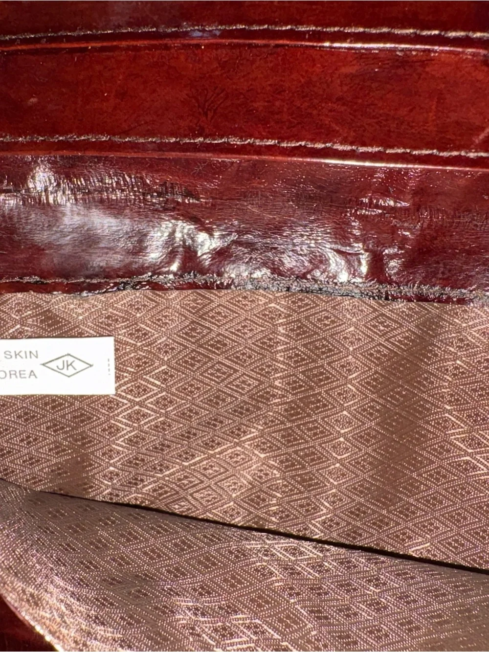 Genuine Eel Skin Long Wallet Dark Brown Made in Korea